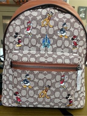 Disney X Coach Charter Backpack Signature Textile jacquard